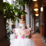 旗袍改良式禮服 牡丹白花款